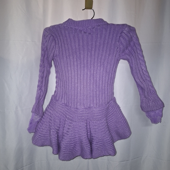 Purple Cable Knit Kids Formal Dress - Picture 4 of 6